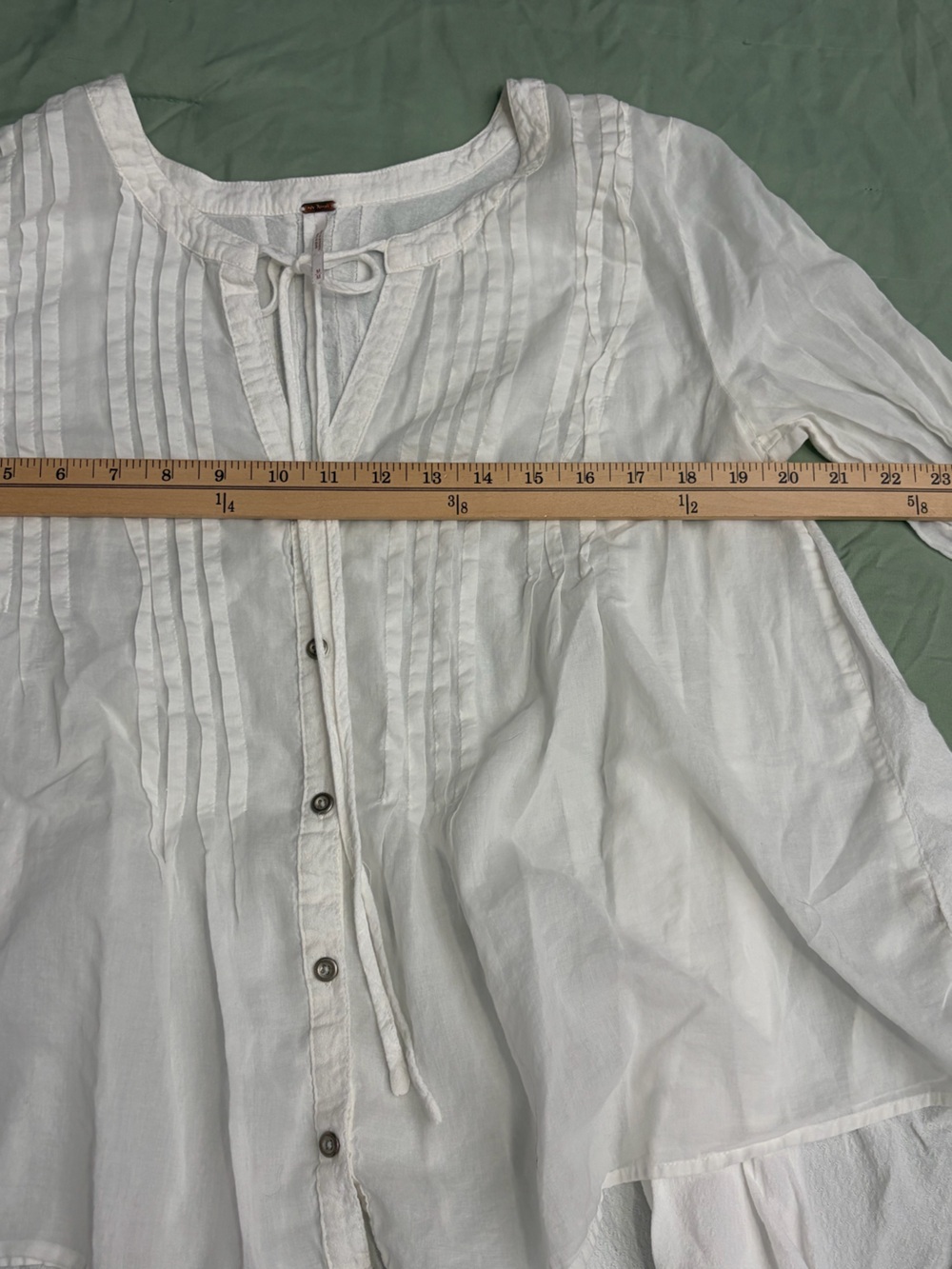 Free People White Pintuck Tie-Front Cotton Peasant Tunic Medium - Picture 6 of 10